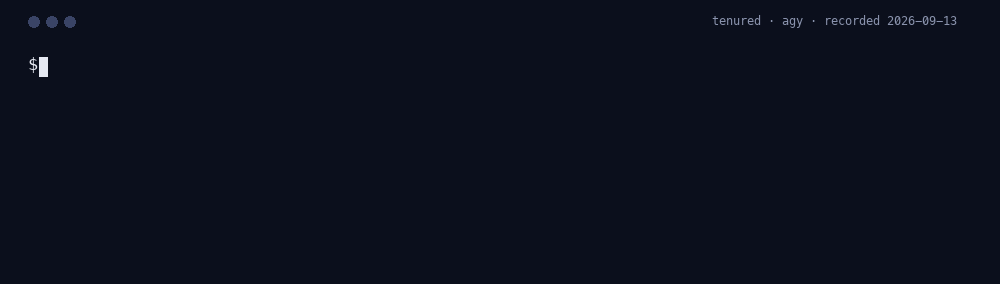 Terminal recording of Tenured reviewing a staged diff with Antigravity CLI: TENURED: DO_NOT_REPEAT